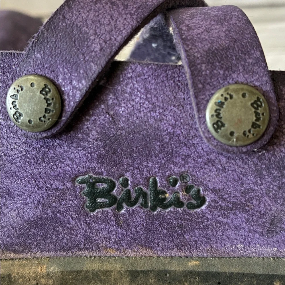 Birkenstock Birki's Dorian Purple Leather Crisscross Clogs Size 36 - Picture 11 of 13